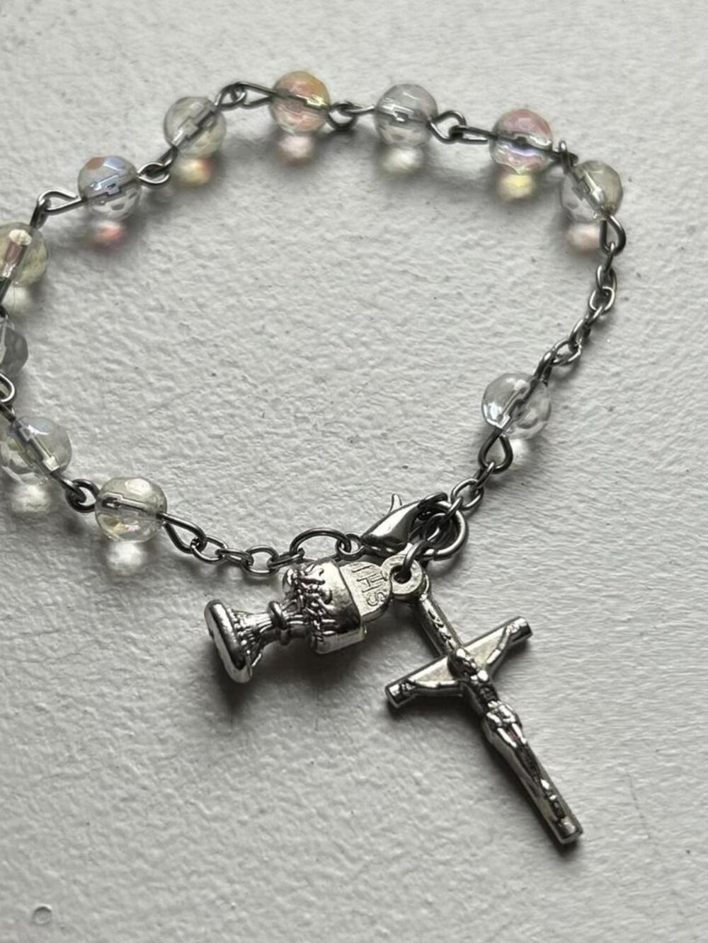 Clear Faceted Bead Travel Rosary